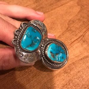 Sweet leaf silver size 8 turquoise and silver ring
